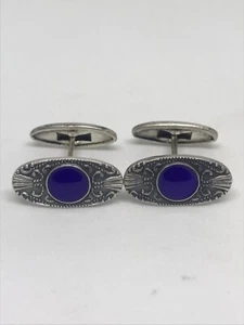 USSR Soviet Enamel Sterling Silver 916 Head Vintage Cufflinks Rare Jewelry - Picture 1 of 7