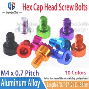 M4 Aluminium Socket Cap Screws Allen Key Bolts Hex Head Anodised Bolts 0.7 Pitch - Picture 1 of 5
