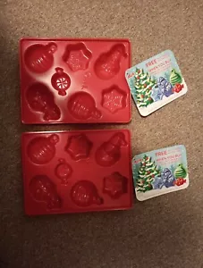 Jell-O Jigglers Christmas Mold NEW Large set of 2 Snowman, Snowflake, Ornament - Picture 1 of 4