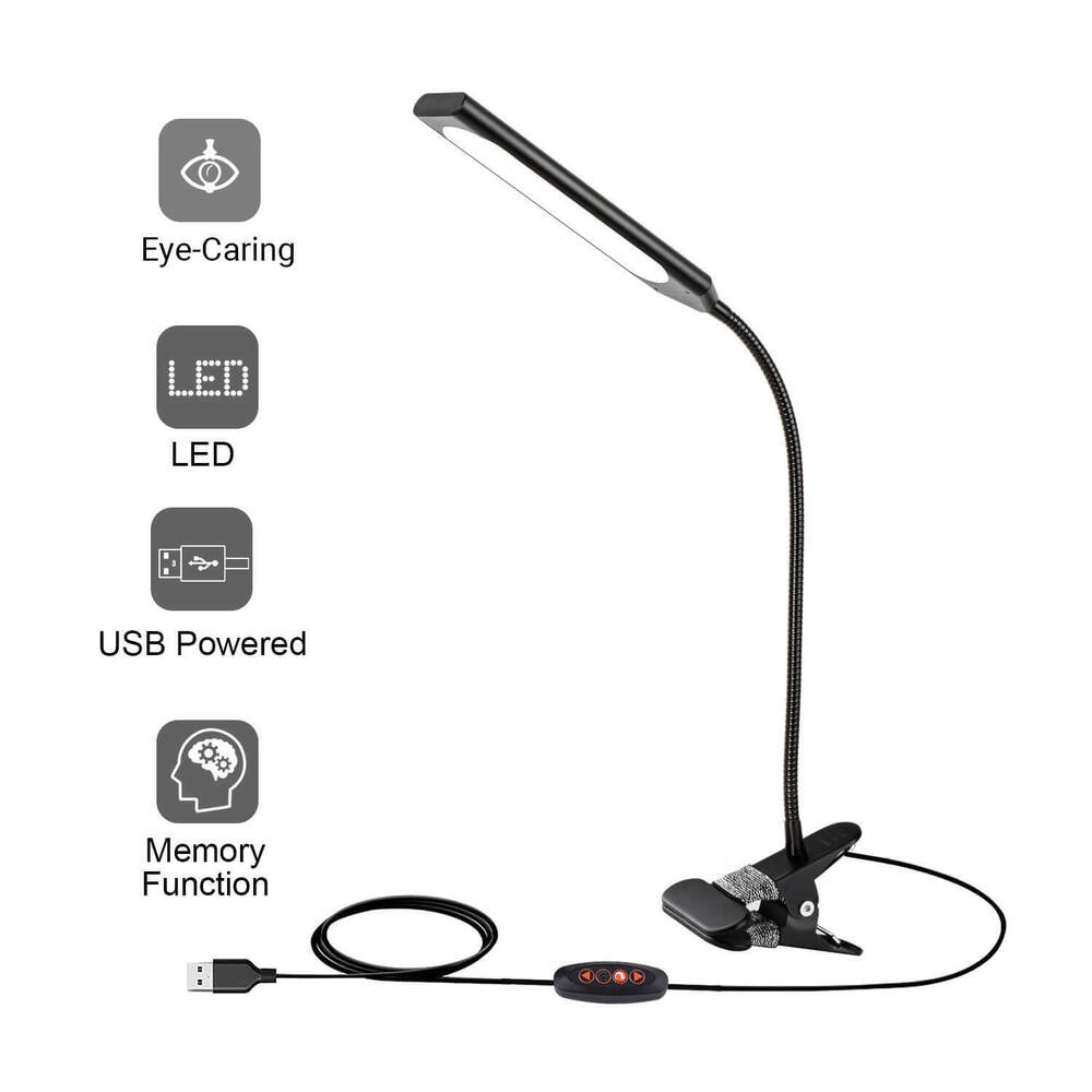Flexible Gooseneck USB 48 LED Light Clip-on Table Desk Study Reading Lamp Black