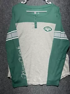 Women's NFL Team Apparel New York Jets Medium 2XL Long Sleeve Henley Shirt - Picture 1 of 10