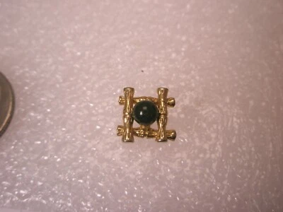 Genuine Green Jade Stone Bamboo Design Vintage TINY SMALL Tie Tack Lapel Pin x58 - Image 1 of 4