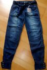 Jeans blau Pluder Pump HOSE Used Paperbag Risse XXS XS S M 32 34 36 38