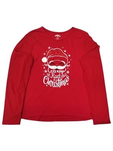 Girls Merry Christmas Let's Keep It Real Santa Long-Sleeved Tee T-Shirt XS 4-5 - Picture 1 of 1