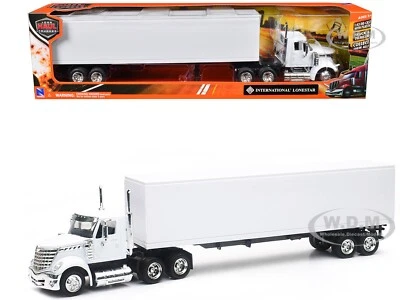 INTERNATIONAL LONESTAR TRUCK W/TRAILER WHITE 1/43 DIECAST BY NEW RAY SS-16663 - Image 1 of 3