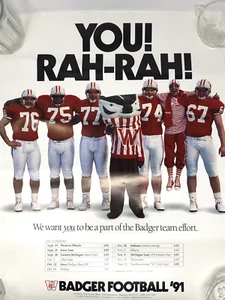 You RAH-RAH UW Madison Poster Football Badger 1991 Vintage - Picture 1 of 6