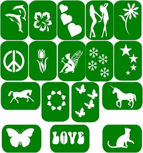 16 x Girls -1 Body Art, Face paint Glass Etching Glitter Stencil Art Drawing - Picture 1 of 5