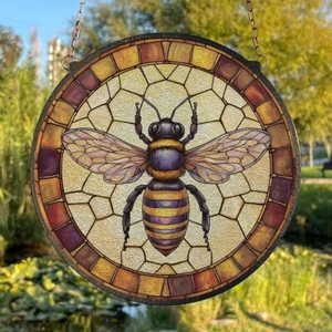 Bee Suncatcher Window Decoration, Stained Glass Style Art, Farmhouse Decor - Picture 1 of 5