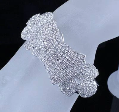 CLASSY BRIDAL AUSTRIAN CRYSTAL BANGLE BRACELET CUFF SILVER WEDDING PROM B12118 - Image 1 of 4