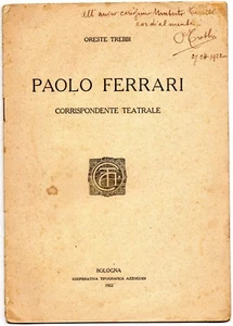 PAOLO FERRARI Corrispondente teatrale Trebbi - COMMEMORAZIONE Cavallotti lotto 2 - Picture 1 of 3