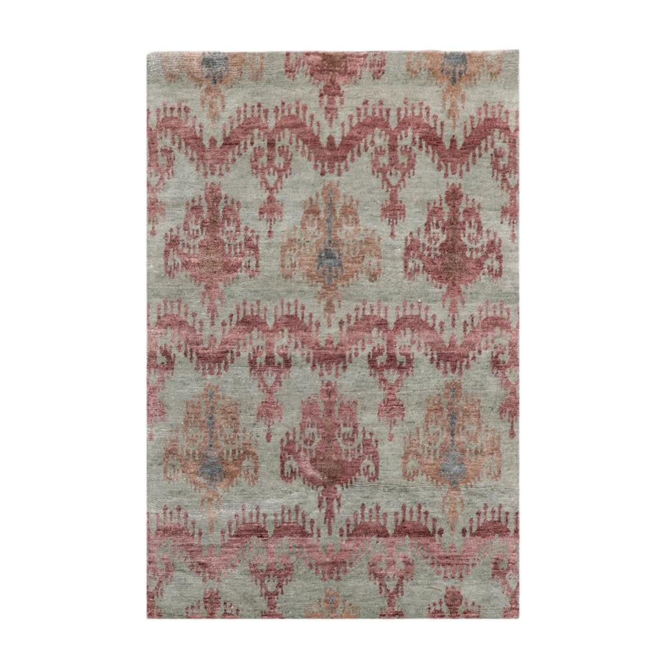 Hand Knotted Wool & Bamboo Silk Tibetan Oriental Area Rug Gray 3'9"x 5'9" - Image 1 of 4