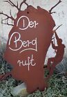 Edelrost Tafel Bergsteiger 32x46cm mit Spruch Der Berg ruft Geschenk Wandschild