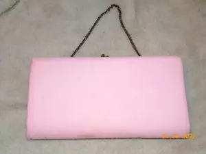 Clutch Handtasche Vintage rosa mit Kettenriemen - Bild 1 von 4