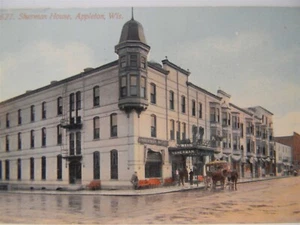 Vintage 1914 Sherman House Appleton Wisconsin Pferd & Wagen Postkarte P20 - Bild 1 von 6