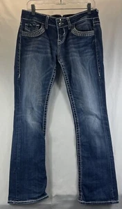 Vigoss Medium Wash Blue The Chelsea Slim Boot Denim Jeans Women's Size 7/8 - Picture 1 of 16