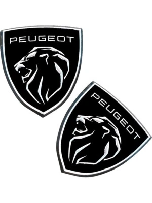 Pegatina Metalizada 3D Logo Peugeot Nuevo Modelo Emblema Aluminio 2 Piezas Repujado Foto 1 de 4