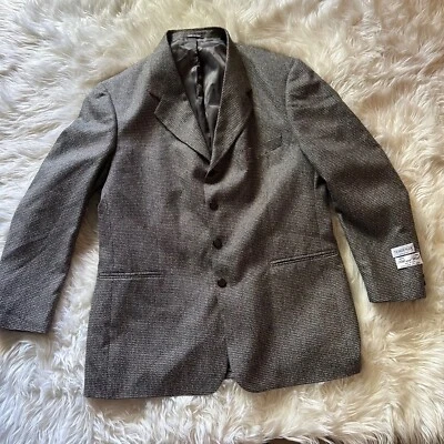 Gianni Manzoni Tendenza Silk Wool Blend 42  Brown Windowpane Plaid Blazer Jacket - Image 1 of 4