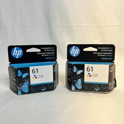 Lote de 2 cartuchos de tinta tricolor HP 61 - nuevos sellados genuinos caduca 24/11 y 2/25 Foto 1 de 4