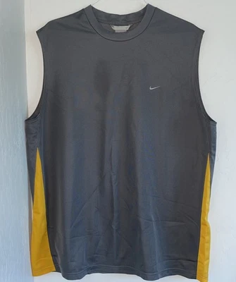 Camiseta sin mangas Nike vintage para hombre 2XL gris amarillo sin mangas gimnasio atlético Y2K Foto 1 de 4