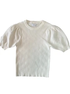 Nine West weißer Pullover Puffärmel Gr. SM Preppy Karriere Workwear Academia - Bild 1 von 7