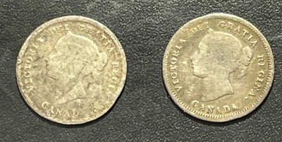 Canada 1880/86 5 Cents Silver Coins: Lot of 2 - Image 1 of 2