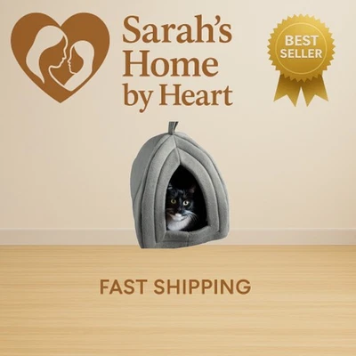 Casa para Gatos Gris y Cama para Mascotas Pequeñas con Cojín Extraíble - Tienda Interior para Gui... Foto 1 de 4