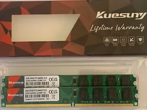 (4GB) 2 x 2GB Desktop Memory DDR2 PC2-6400U CL6 DDR2-800mhz UDIMM KUESUNY - Picture 1 of 5