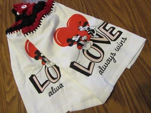 Minnie Mouse Topolino 2 asciugamani da cucina appesi con set asciugamani top rosso - Foto 1 di 5