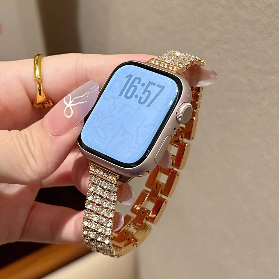 Para Apple Watch Ultra 2 Banda Serie 10 9 8 7 Mujer Joyería Brillante Banda Diamante Foto 1 de 4