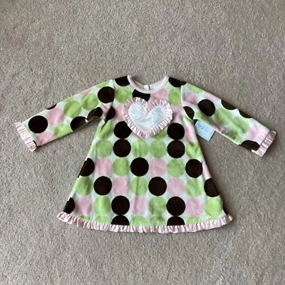 NUEVO CON ETIQUETAS VESTIDO RIGGLE MOON NIÑAS 24 MESES, LUNARES GRANDES, CORAZÓN SATINADO, TERCIOPELO Foto 1 de 4