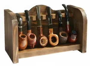 Portapipe in legno da tavolo 6 posti forma divano colore noce scuro poggia pipa - Bild 1 von 5
