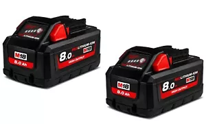 GENUINE Milwaukee M18HB82 18V 8.0Ah RED LITHIUM High Output Battery Twin Pack - Picture 1 of 1