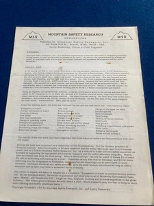 Mountain Safety Research Inc SEATTLE NEWLETTER ISSUE  1   FIRST EDITION  1969  ! - Picture 1 of 15