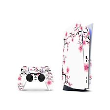 PS5 W/Disk Skin Decal Sticker for Console and 2 Controllers Cherry Blossom 