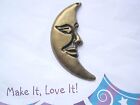1 x LARGE MAN IN THE MOON Bronze Charm Pendant 63mm x 25mm PENDANT Crescent