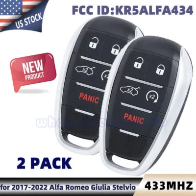 2 For 2017-2022 Alfa Romeo Giulia Stelvio 5B Smart Key Remote Fob KR5ALFA434 - Image 1 of 4