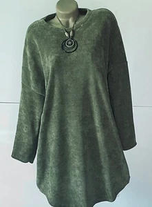 ITALY Tunika,Pullover,Longshirt,Kette,Cord Look,Oversize,große Gr.46,48,50,NEU - Bild 1 von 4
