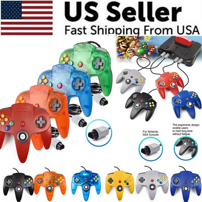 Retro N64 Controllers Gamepad Joystick For Nintendo 64 N64 Video Game Console US - Image 1 of 4