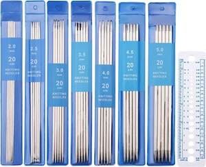 35Pcs Knitting Needles Set Double Pointed & Double Ended Straight Metal Short... - Picture 1 of 1