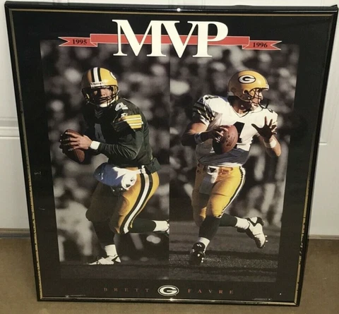 1995-1996 Costacos NFL QB Club *Brett Favre* MVP Poster Green Bay Packers Framed Cover