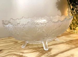 Antique EAPG Gillinger & Sons Maple Leaf Footed Bowl Serving Fruit Molded Glass - Picture 1 of 6