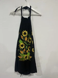 Embroidered Sunflower Halter Women’s  Sz M Tie Closure Festival Hippie Boho - Picture 1 of 5
