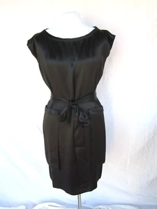 Yves Saint Laurent VTG NEW black silk dress M L outer pockets Italy YSL - Picture 1 of 17