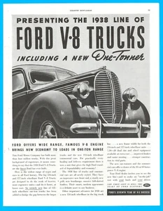 Camión Ford V-8 1938 anuncio impreso automóvil vehículo agrícola de una tonelada - Imagen 1 de 3