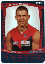 2011 AFL TEAMCOACH SILVER PREMIUM PARALLEL CARD - 85 Brent MOLONEY (MELBOURNE)