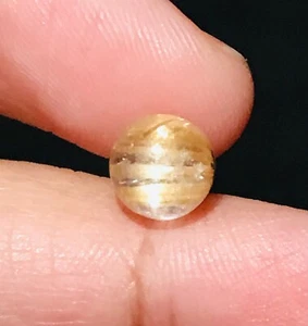 3.84cts 7mm Round Natural Golden Rutilated Quartz Catseye Gemstone - Picture 1 of 4