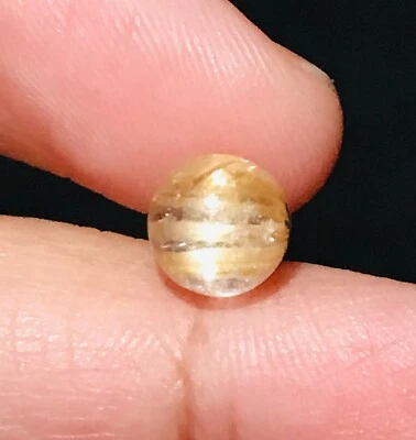 3.84cts 7mm Round Natural Golden Rutilated Quartz Catseye Gemstone - Image 1 of 4