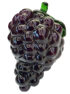 Pisapapeles estilo Murano arte soplado vidrio uva borgoña fruta decoración - Imagen 1 de 5