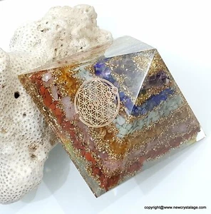 7 Chakra Schicht Naturstein Große Orgon Pyramide Chakra Symbol Reiki Pyramide - Bild 1 von 7