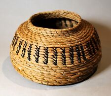 Vintage Native American Cherokee Woven Pine Needle 4" x 7 3/4" Basket c. 1980's